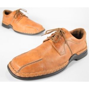 Josef Seibel Tan Brown Leather Bike Toe Oxfords